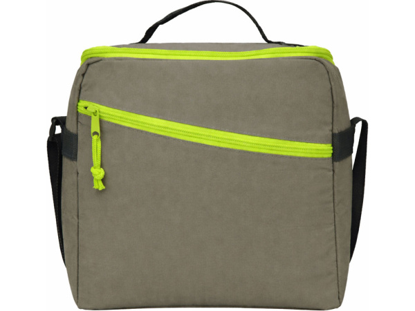 Изотермическая сумка-холодильник «Neo Classic» c контрастной молнией, Цвет серый/зеленое яблоко