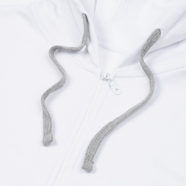 Толстовка на молнии с капюшоном Unit Siverga, белая, XS–4XL
