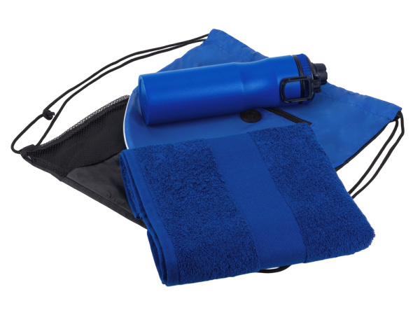 Спортивный набор со стальной бутылкой и полотенцем «Advanced», Цвет синий
