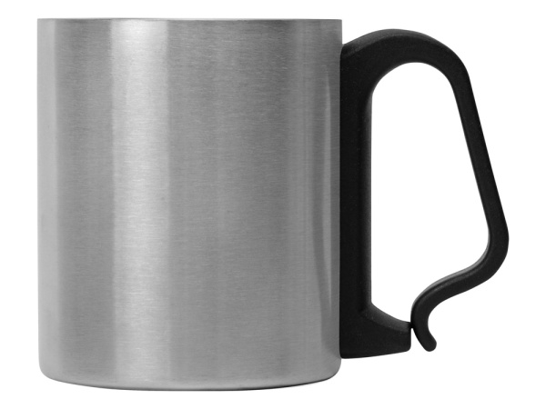 Стальная кружка с двойными стенками «Climber», Цвет серебристый/черный