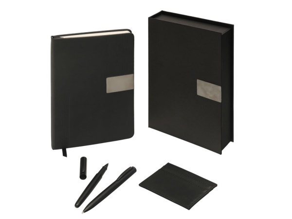 Подарочный набор «Goethe» с блокнотом А5, 2-мя ручками и картхолдером, Цвет черный