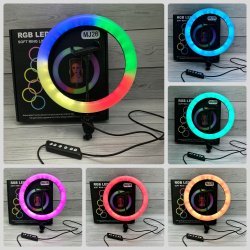 Разноцветная кольцевая RGB RL-13 лампа с МУЛЬТИ-режимами 32 см + Штатив 216 см