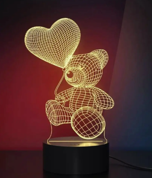 Ночник Мишка 3D неоновый LED светильник, 7 цветов