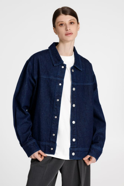 Куртка джинсовая O1, темно-синяя, XS–4XL