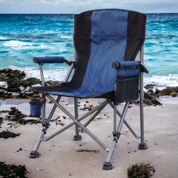Кресло кемпинговое складное с подлокотниками и подстаканником / Прочное и надежное