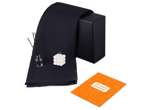 Подарочный набор «Re:y. Cocoon с пледом, свечой и диффузором, Цвет черный