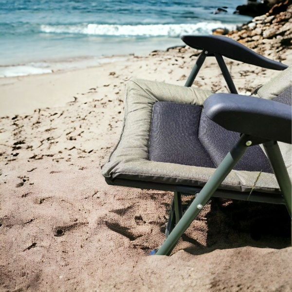 Кресло карповое складное, зеленый / Мягкое со спинкой и подлокотниками