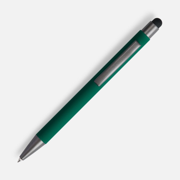 Ручка шариковая Atento Soft Touch со стилусом, зеленая, 14,2х1 см