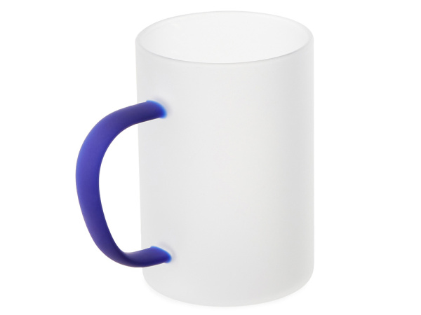 Стеклянная матовая кружка для сублимации «Акцент», Цвет белый/синий