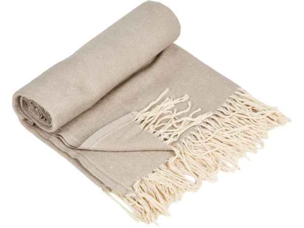 Плед «Ёлочка» из натурального хлопка, Цвет бежевый