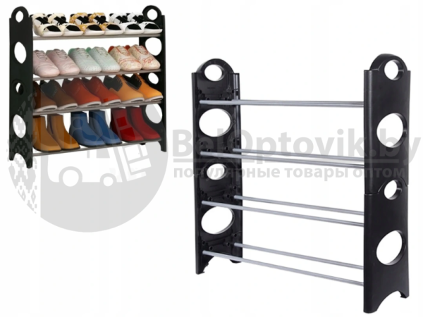 Полка - шкаф (органайзер) для хранения обуви 4 Tier Shoe  Rack (Шу Рек 4 полки)