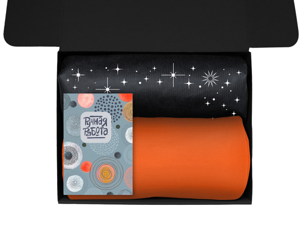 Подарочный набор «Re:y. Vive» с пледом, френч-прессом и кофе, Цвет оранжевый