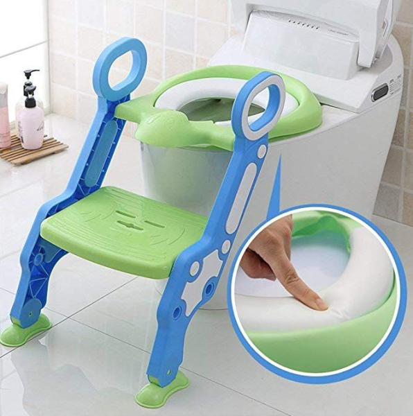 Детское сиденье накладка на унитаз с лестницей Potty Training Seat/ мягкое сидение