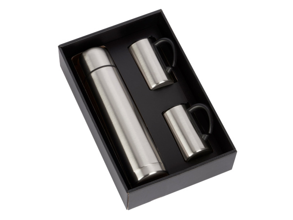 Набор «Коретто»: термос и 2 термокружки v.2, Цвет серебристый