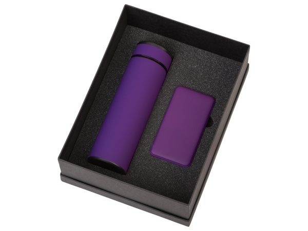Подарочный набор "COLOR IT" c термосом и повербанком, Размер 10000 mAh, Цвет фиолетовый