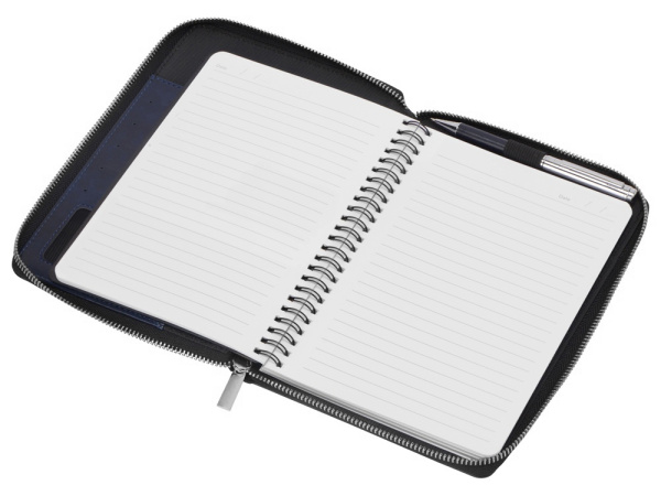 Бизнес-блокнот на молнии А5 «Fabrizio» с RFID защитой и ручкой, Цвет синий