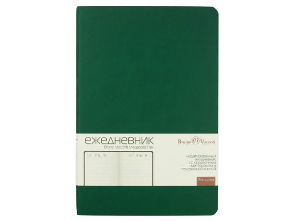 Ежедневник недатированный А5 «Megapolis Velvet Flex», Цвет зеленый