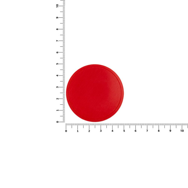 Лейбл из ПВХ Dzeta Round, L, красный, 5х5,01х0,2 см