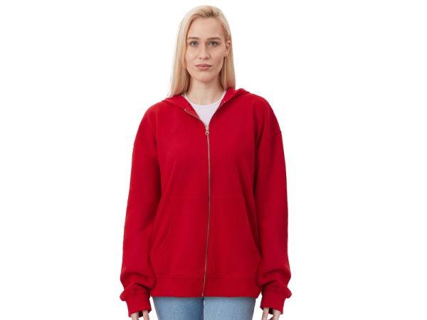 Толстовка оверсайз с капюшоном на молнии «Monaco», Размер XL-2XL, Цвет красный