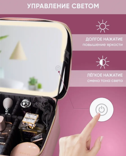 Косметичка органайзер с зеркалом и подсветкой