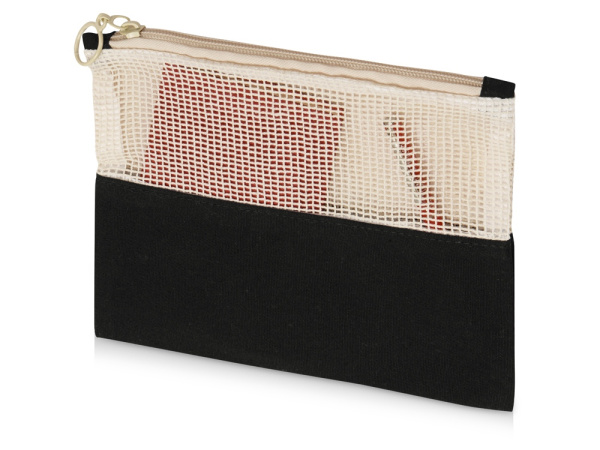 Косметичка «Mesh» хлопковая с сетчатой вставкой, Цвет черный