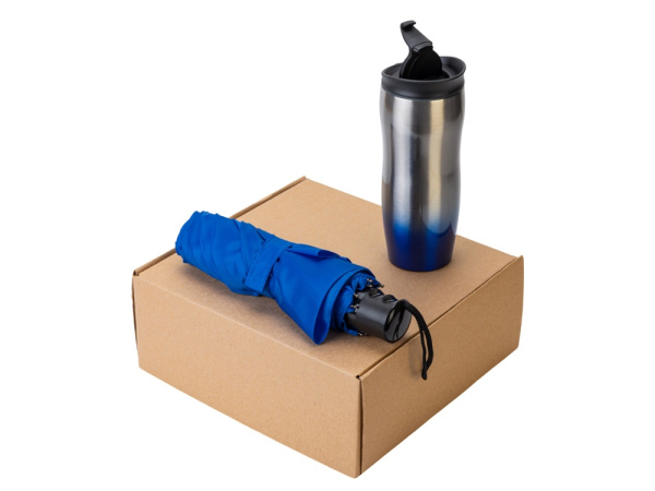 Подарочный набор «On the go» с термокружкой и зонтом, Цвет синий