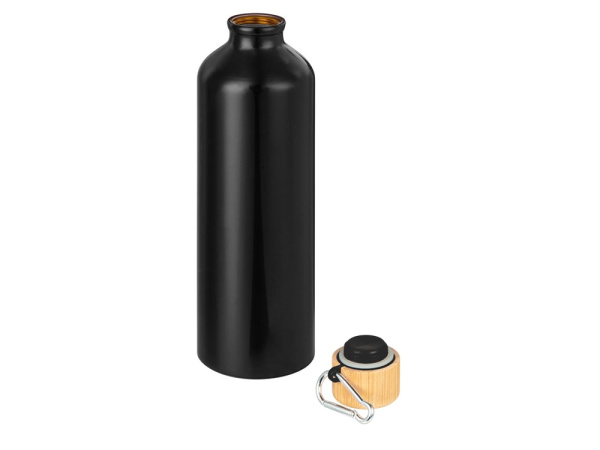 Бутылка «Hip M Bamboo» с карабином, 770 мл, Цвет черный глянцевый