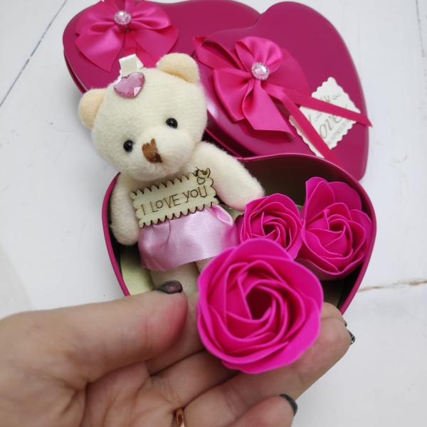 Подарочный набор мыло "Роза и Мишка" в ассортименте