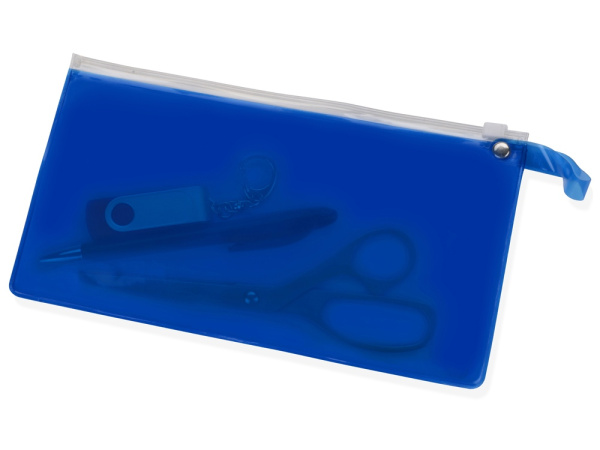 Пенал «Веста», Цвет синий прозрачный/белый