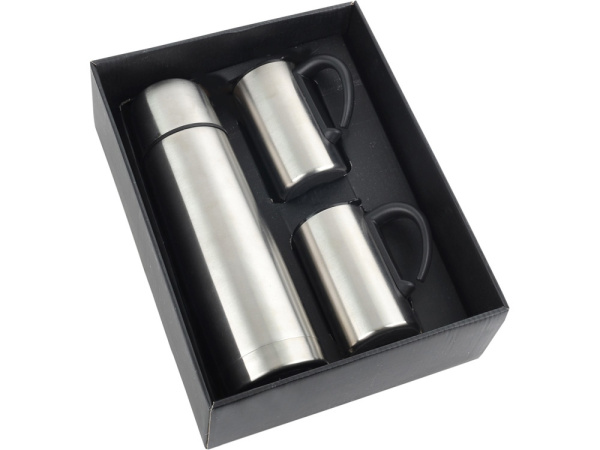 Набор «Коретто»: термос и 2 термокружки, Цвет серебристый