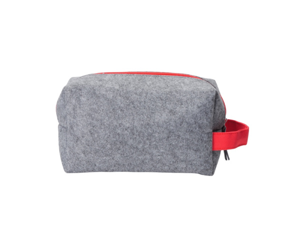 Косметичка из РПЕТ фетра с ручкой «Felt», Цвет серый, красный