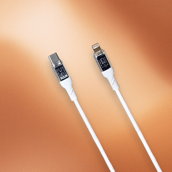 Кабель USB MRM PD90L USB Type-C-L, длина 1000мм, ток 3.1А, мощность 20Вт, серебристый / Надежность и стиль для современных устройств