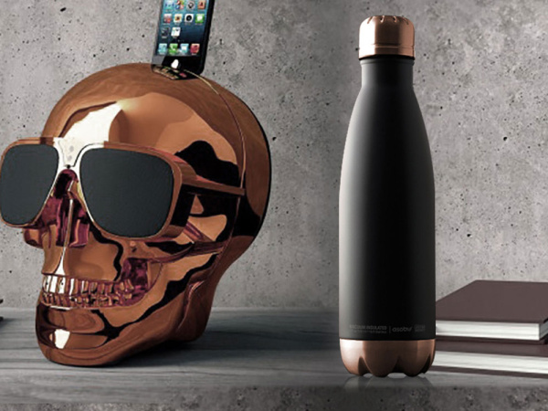 Термобутылка «CENTRAL PARK», Цвет черный/медный