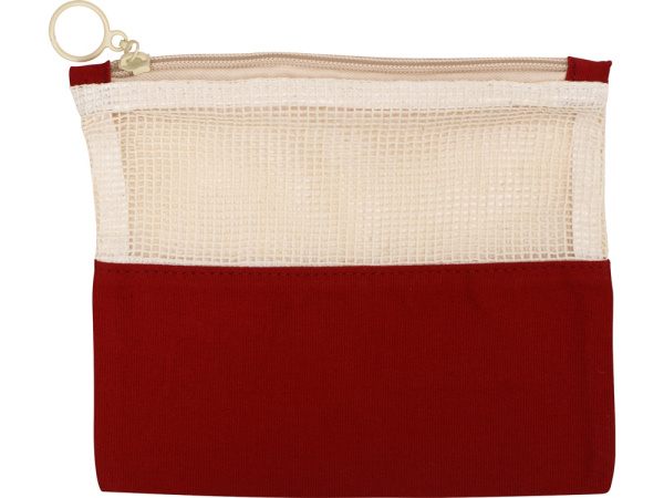 Косметичка «Mesh» хлопковая с сетчатой вставкой, Цвет красный