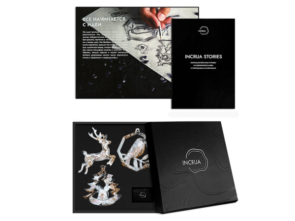 Набор елочных игрушек: Снегирь, Олень, Ель, Цвет Розовый кварц