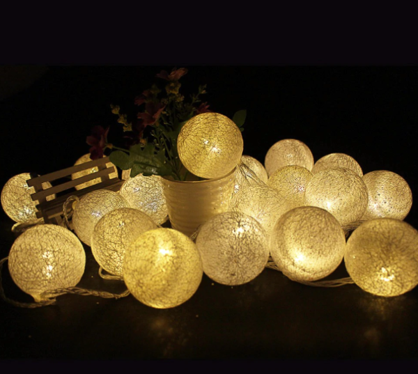 Гирлянда Новогодняя "Шар хлопковый" Тайские фонарики 20 шаров, 5 м