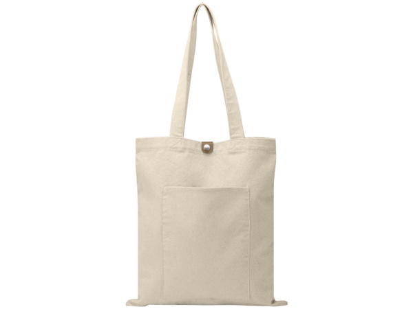 Cумка «Clip» из хлопка 340 г/м2 с застежкой из экокожи, Цвет натуральный