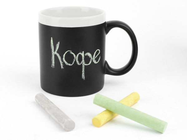 Кружка с покрытием для рисования мелом «Да Винчи», Цвет черный/белый