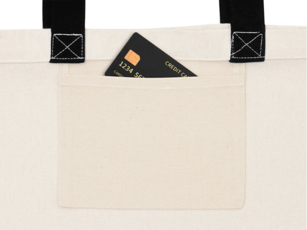 Сумка для шоппинга «Cotton» из переработанного хлопка, 280 г/м2, Цвет натуральный/черный