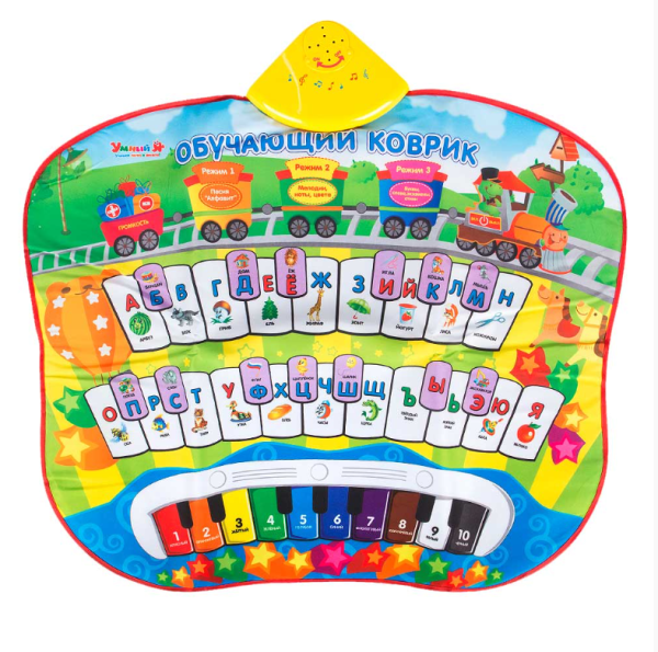 Музыкальный развивающий коврик "Азбука + Пианино" (цвета, мелодии, буквы, слова, стихи)