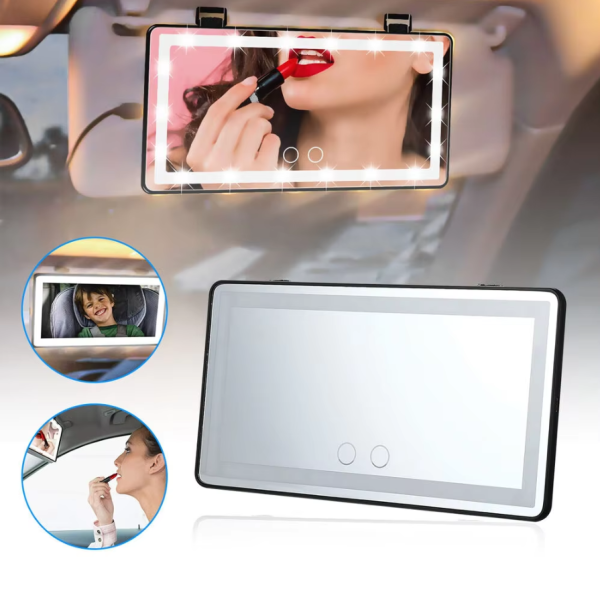Автомобильное косметическое зеркало, зарядка USB / Автомобильное зеркало для макияжа со светодиодной подсветкой