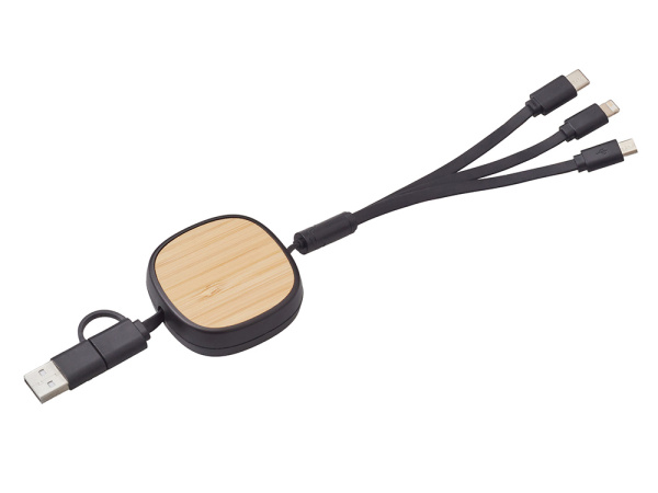 Универсальный кабель с ретрактором 3-в-1 «Retrax», Цвет черный