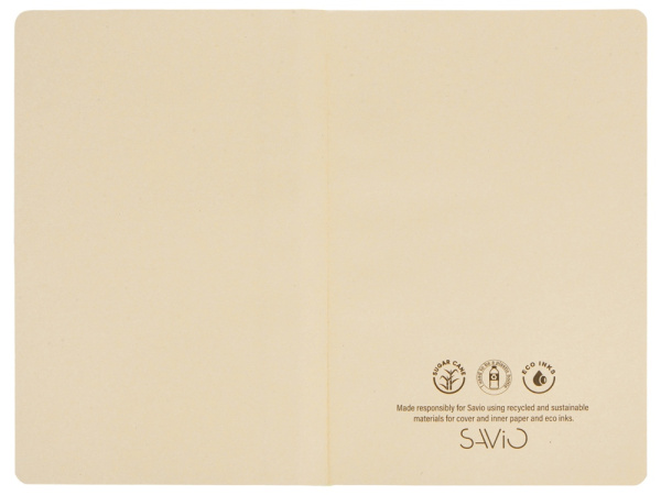 Блокнот А5 из переработанного тростника и RPET «Adiantum», Цвет зеленое яблоко/бежевый