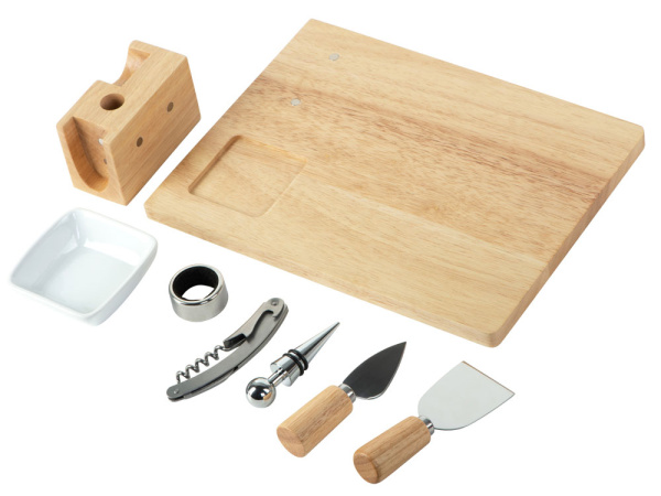 Набор для сыра и вина со съемной подставкой «Save time», Цвет натуральный, белый, серебристый