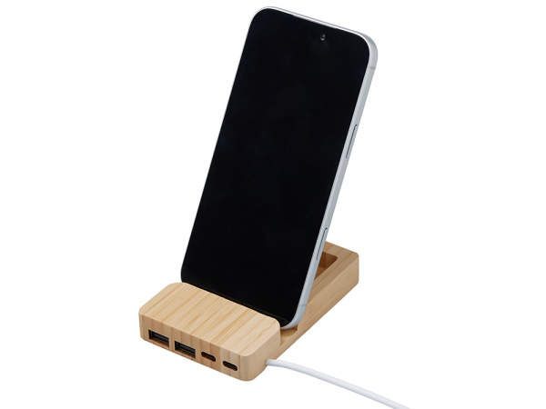 USB-хаб «Memo», 2*USB, 2*Type C, Цвет натуральный