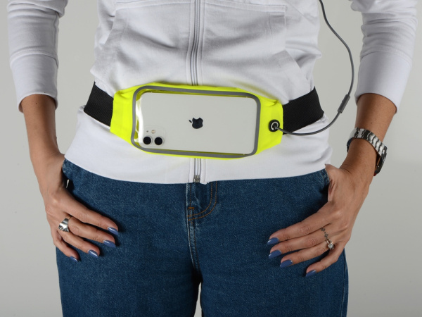 Сумка на пояс «Спринт», Цвет неоновый желтый/черный/прозрачный