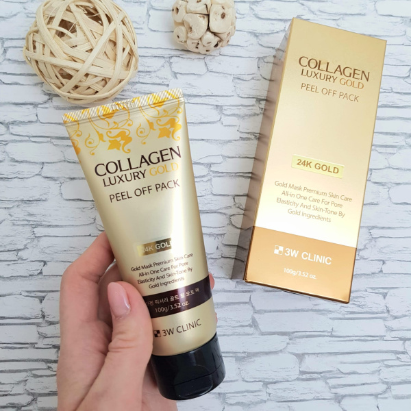 Универсальная маска-пленка с 24-каратным золотом и коллагеном 3W Clinic Collagen Luxury Gold Peel Of