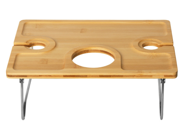 Набор для пикника Fabar сумка-холодильник и бамбуковый столик на ножках, Цвет серый, натуральный