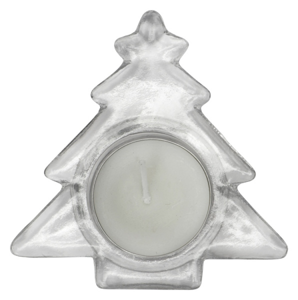 Подсвечник стеклянный со свечой, Цвет прозрачный, белый