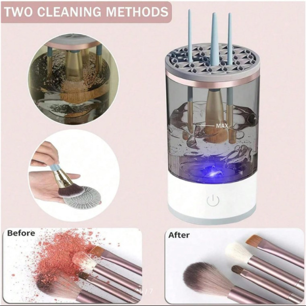 Электрический очиститель кистей для макияжа Makeup Brush Cleaner с ковриком / Автоматическая сушка и чистка косметических кистей / Органайзер для чистки мойки кистей 